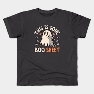 Funny Halloween Ghost and Cat : This is some Boosheet! Kids T-Shirt